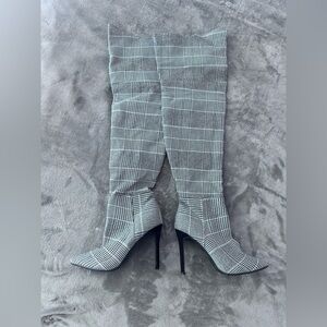 Plaid High Heel Boots